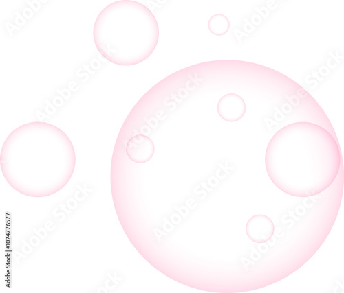 Red soap bubbles on a transparent background