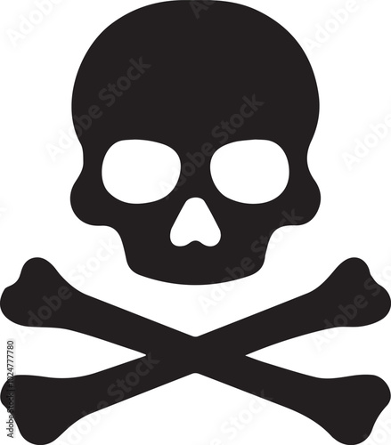 Crossbones and skull death flat vector icon