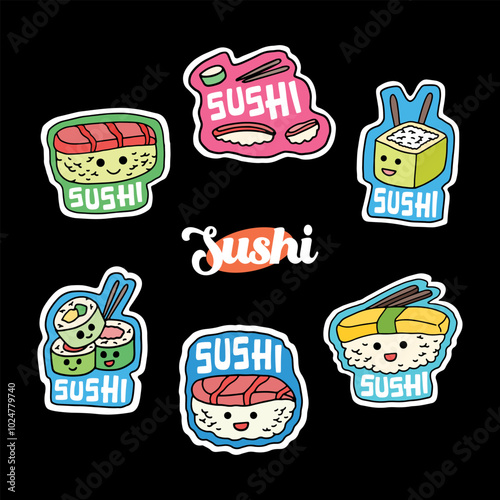 sushi sticker pack. sushi icon pack