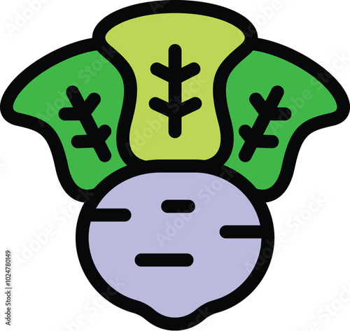 Cartoon vector icon illustrating a fresh kohlrabi, emphasizing its potential use for promoting healthy diets