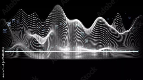 Sound wave line music abstract background. Pattern black and white illustration. Digital Equalizer Isolated Digital Sound on Black Background.