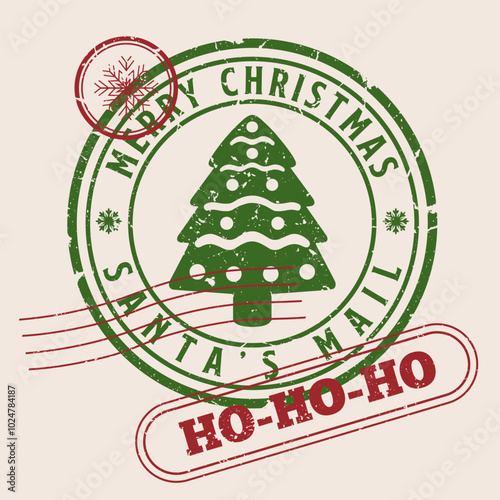Christmas postage stamp colorful sticker