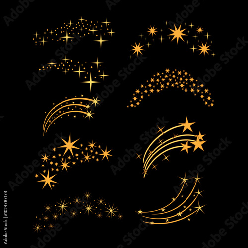 magic star arch set cartoon. mystical constellation, wonder universe, fantasy cosmos magic star arch sign. isolated symbol vector illustration