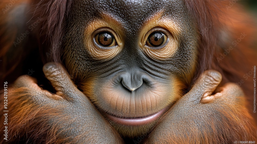 Young Orangutan Gazing Curiously Young Orangutan Gazing Curiously