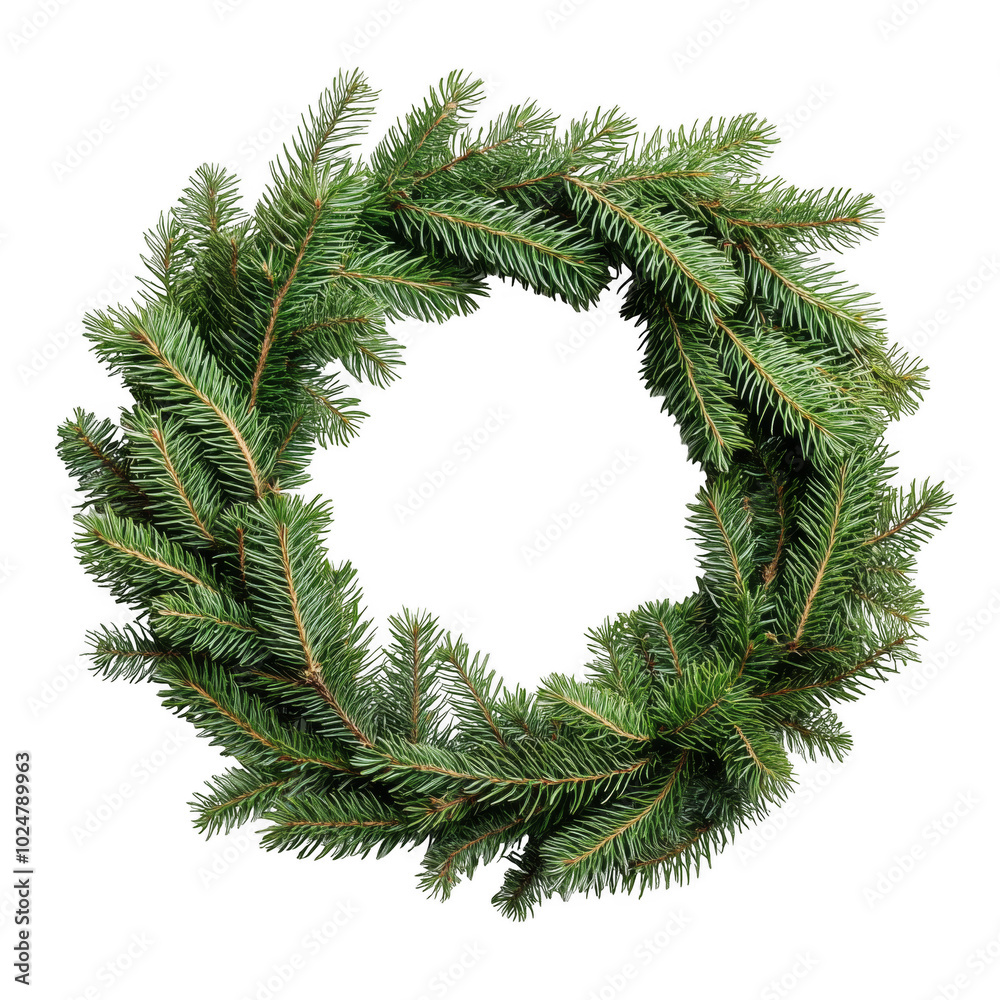 Green Christmas wreath of fir branches isolated on the background. New year wreath clipart on a transparent background. Generative AI. Green Christmas wreath of fir branches isolated on the background. New year wreath clipart on a transparent background. Generative AI.