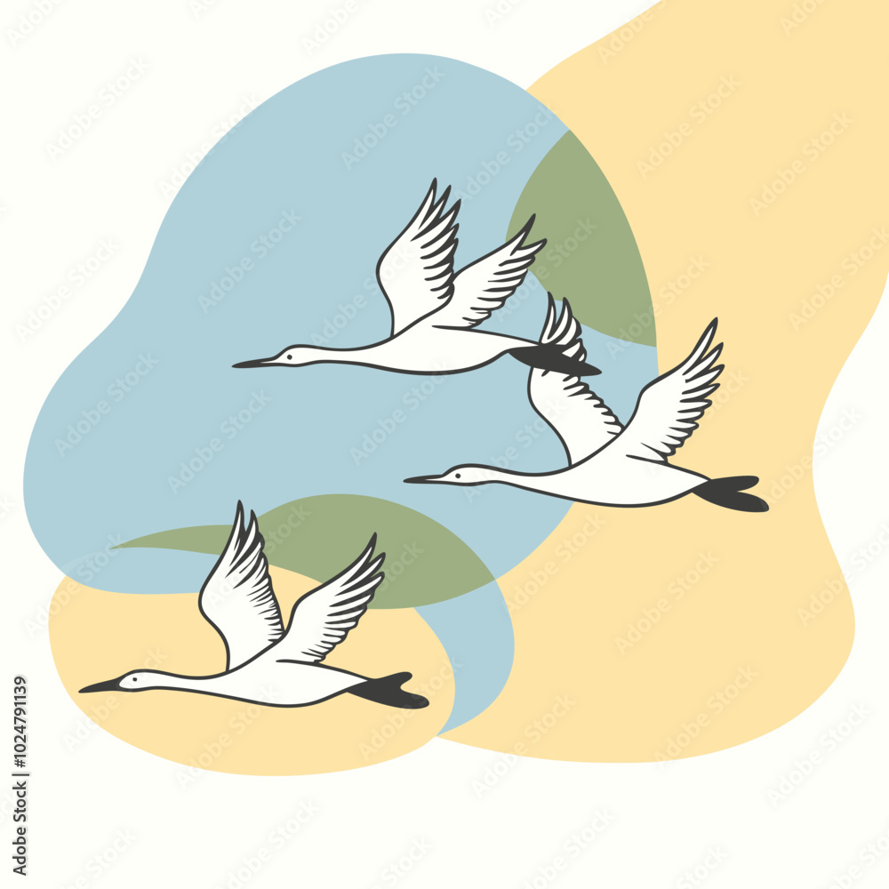 Obraz premium white birds flying in sky