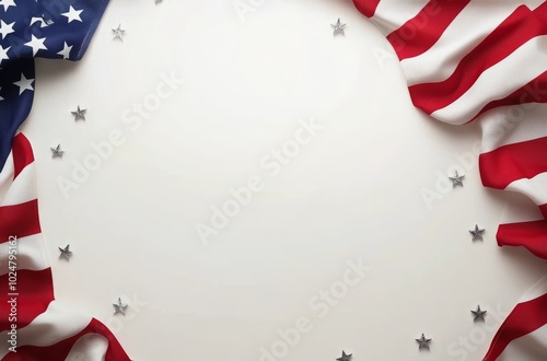 Red, white, and blue stars and fabric create a vibrant patriotic decoration f...