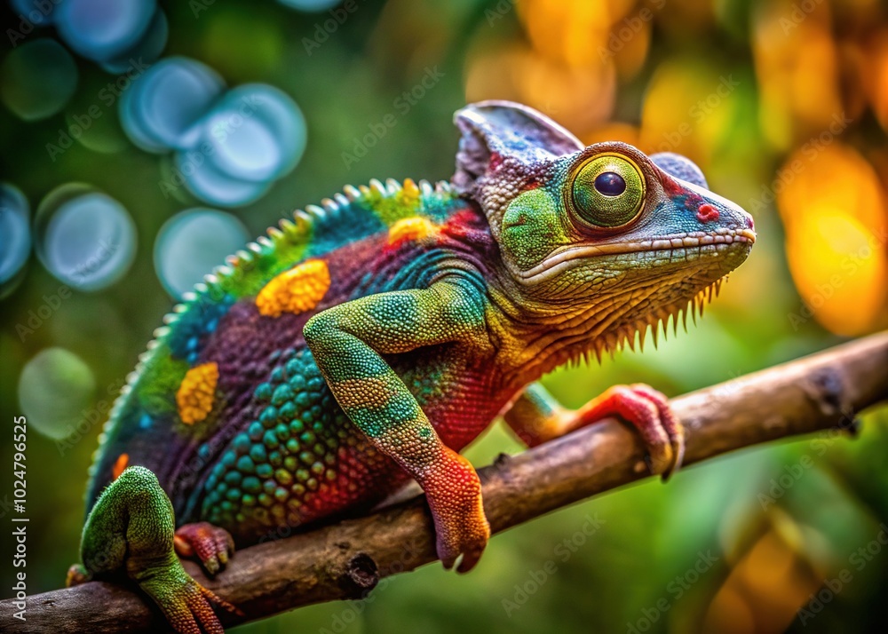 Chameleon on a Branch: Nature's Architectural Marvel in Vibrant Colors Chameleon on a Branch: Nature's Architectural Marvel in Vibrant Colors