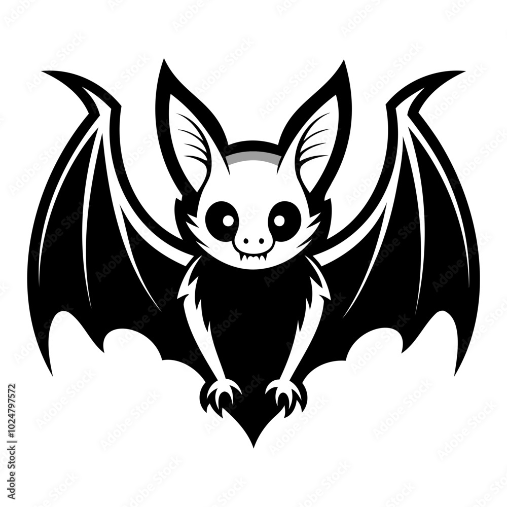 Fototapeta premium Scary Bat black silhouette for Happy Halloween Day Design vector illustration