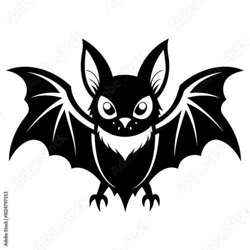 Scary Bat black silhouette for Happy Halloween Day Design vector illustration