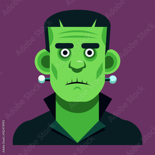 Frankenstein Monster Icon in Flat Style for Halloween