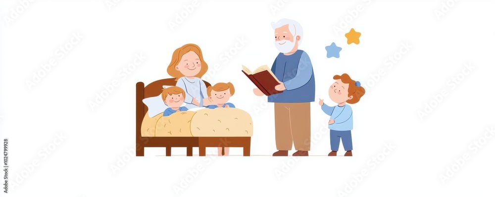 Grandparents Reading Bedtime Stories to Children Grandparents Reading Bedtime Stories to Children