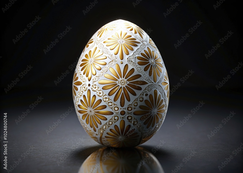 Elegant Easter Egg with Golden Pattern on Black Background for Holiday Decor and Celebrations Elegant Easter Egg with Golden Pattern on Black Background for Holiday Decor and Celebrations