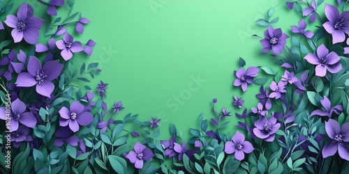 Purple flowers from the Queen's Wreath and Sandpaper Vine on a vibrant green backdrop, Purple flowers of Queen's Wreath and Sandpaper Vine on a green background