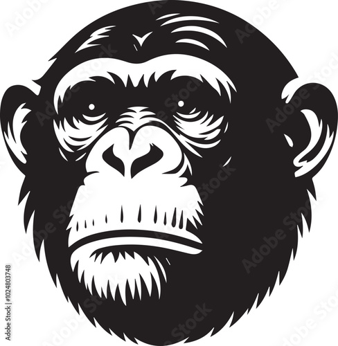 Chimpanzee head silhouette black illustration  photo