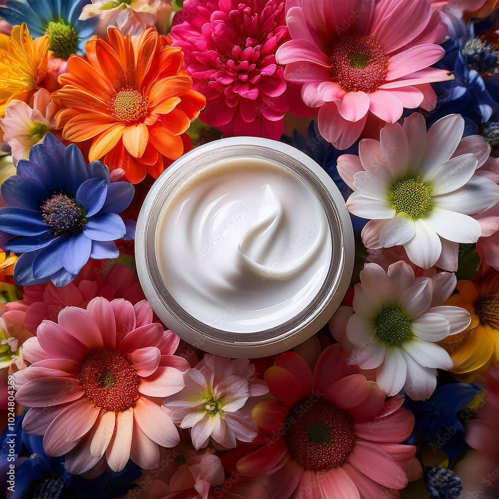Ethereal Cream Jar Surrounded by Flowers Ethereal Cream Jar Surrounded by Flowers