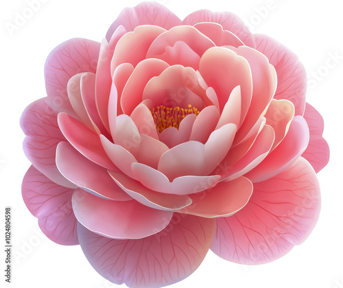 Delicate pink flower blooming in soft sunlight, showcasing intricate petals a...