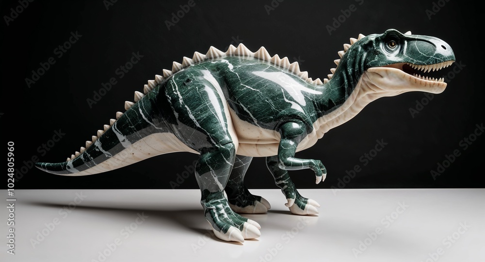 Obraz premium dinosaur marble statue closeup on plain black background