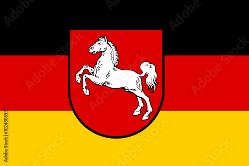 Foto Flag of Lower Saxony (Federal Republic of Germany, Bundesrepublik Deutschland) N