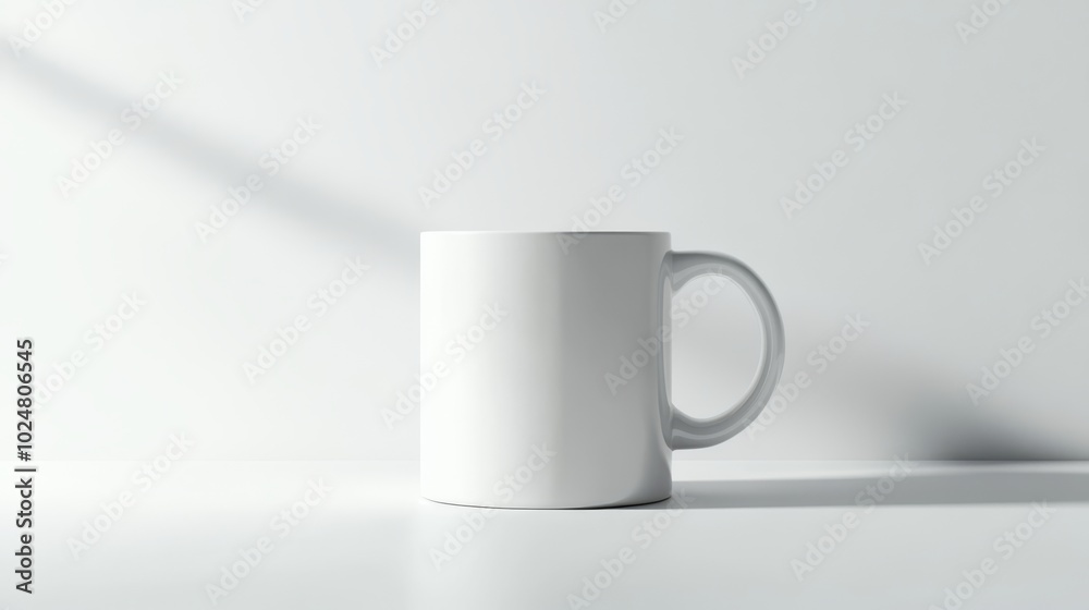 Obraz premium Minimalistic White Mug Mockup - Side View