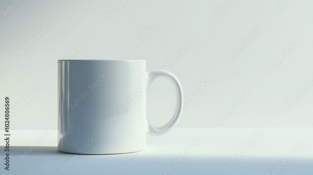 Obraz premium Minimalistic White Mug Mockup - Side View