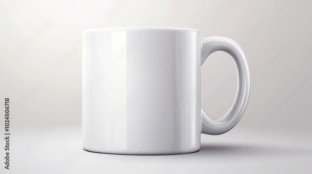 Obraz premium Minimalistic White Mug Mockup - Side View