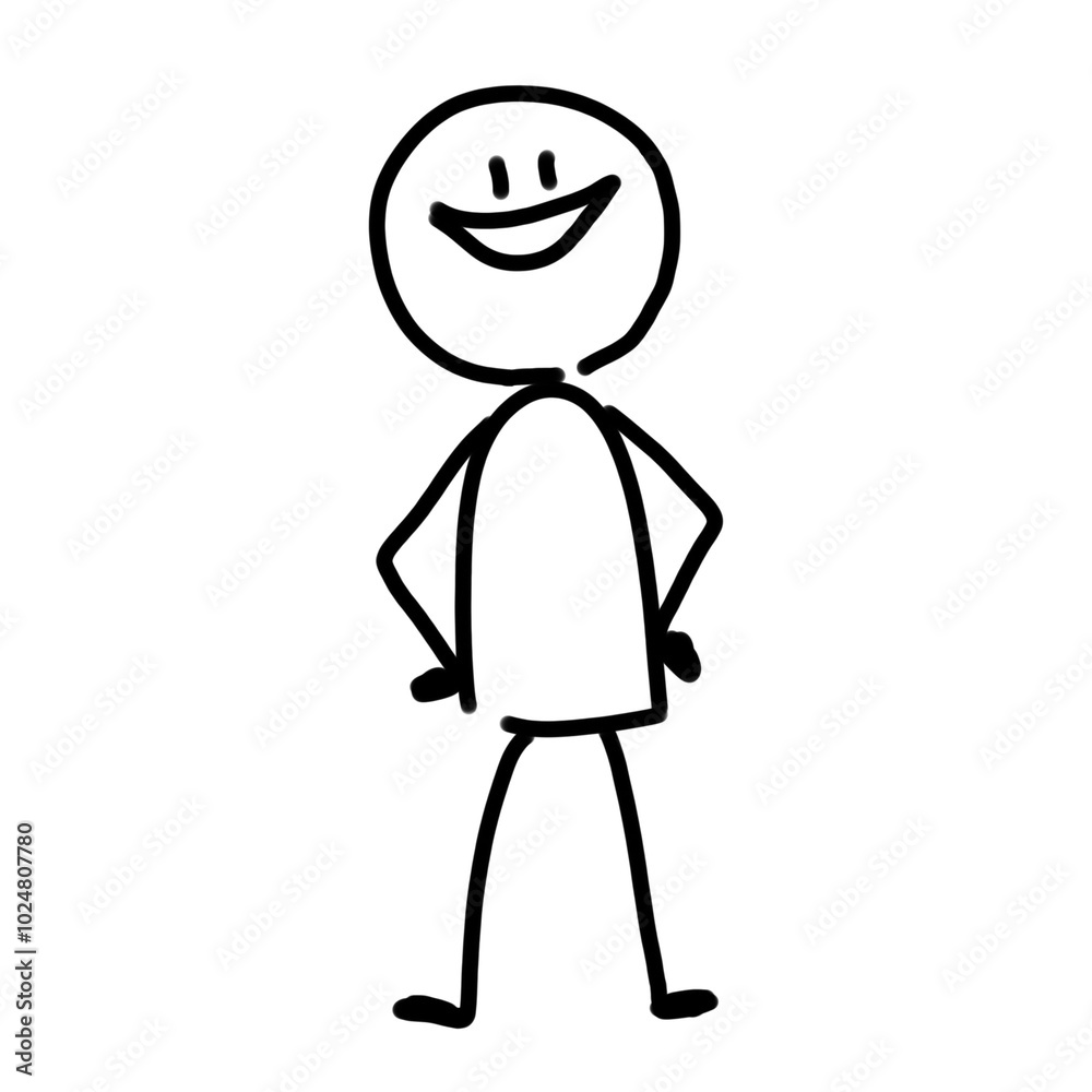 A sketch of cheerful, happy man expression