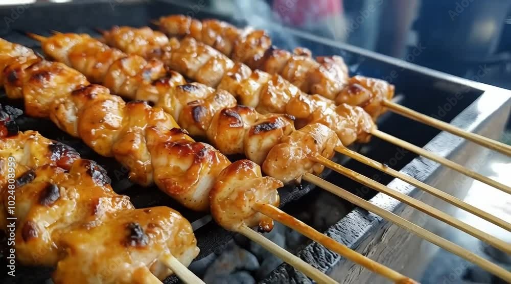 Smoky Grilled Chicken Skewers with Delicious Glaze for Barbecue Food Lovers Smoky Grilled Chicken Skewers with Delicious Glaze for Barbecue Food Lovers