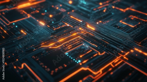 Wallpaper Mural Abstract digital circuit board with glowing lines and futuristic design. Torontodigital.ca