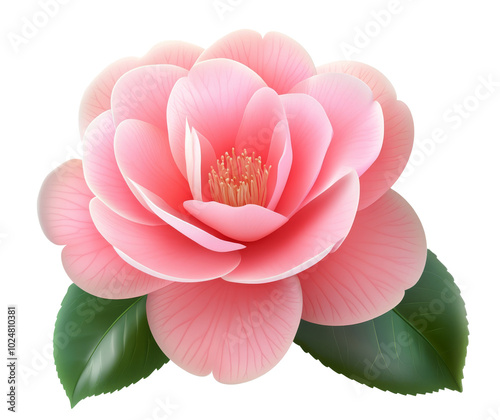 Delicate pink flower blooming in soft sunlight, showcasing intricate petals a...