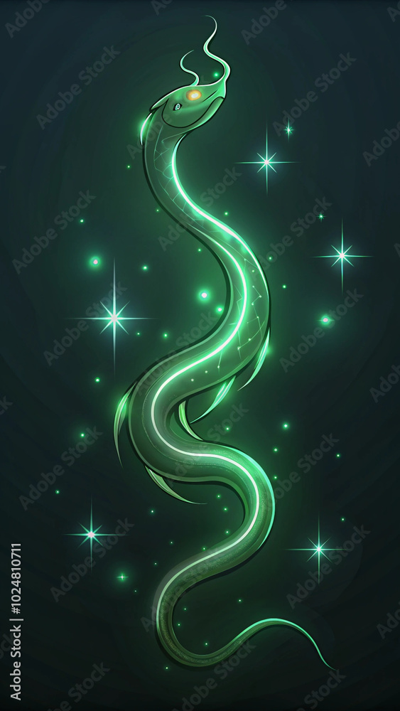 green snake 2005 year symbol and stars green snake 2005 year symbol and stars