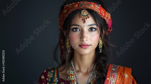 Nepalese Woman in Traditional Festive Attire