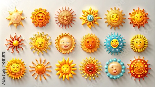 Vibrant Sun Icons Set for Creative Projects and Designs