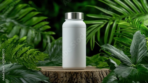White Bottle in Green Foliage
