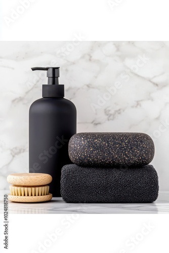 Bath products on marble surface