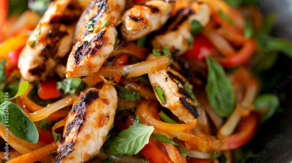 Grilled Chicken with Colorful Vegetables Salad Grilled Chicken with Colorful Vegetables Salad