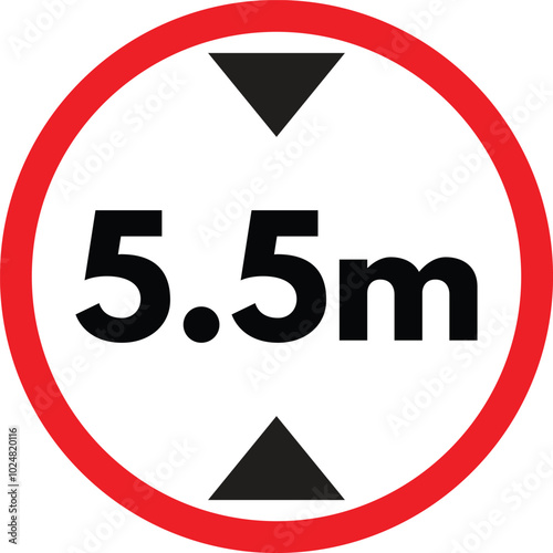 Height restriction sign . Vehicle maximum height limit 5.5 meter sign . Vector illustration