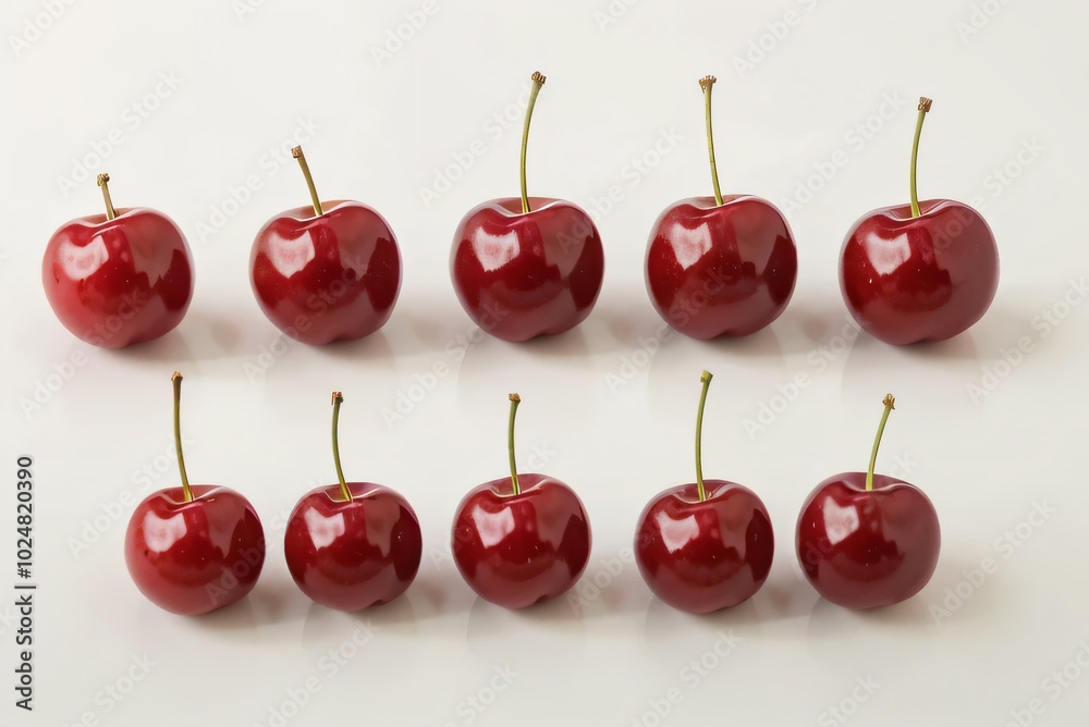 One ripe cherry, isolated white background