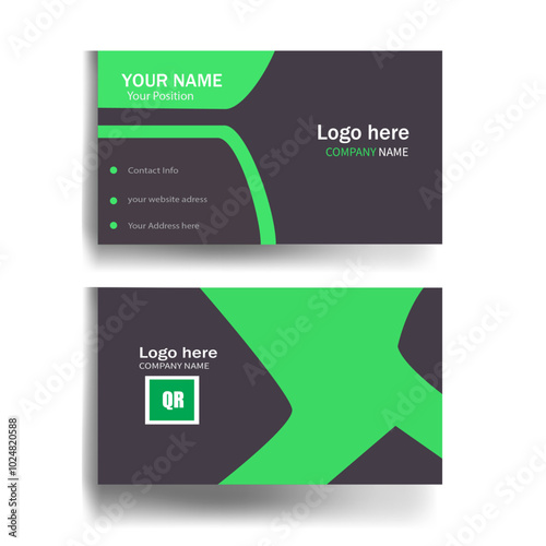 Creative corporate business card with green and black layout templates design