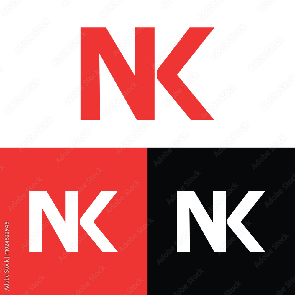 Creative modern, minimalist, initial, lettermark NK brand and company logo. Creative modern, minimalist, initial, lettermark NK brand and company logo.