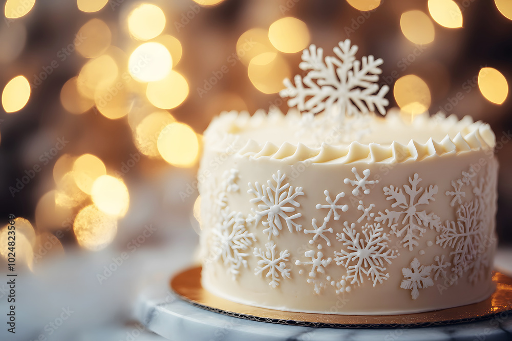 Sophisticated Christmas cake with snowflake accents Sophisticated Christmas cake with snowflake accents