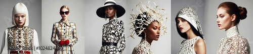 Diversity: Different women model dressed in a stylish white dress, showcasing a minimal yet refined and fashionable appearance.