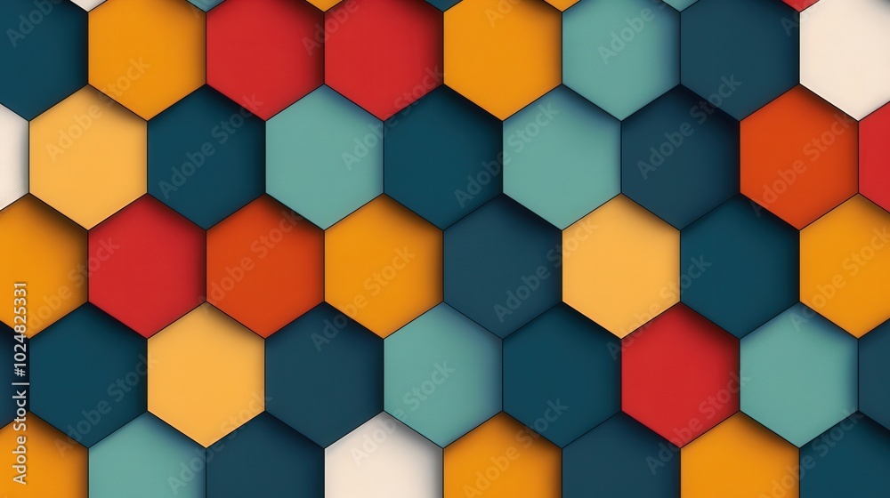 Bold Hexagonal Abstraction, a vibrant geometric composition featuring striking colors, exudes a futuristic and stylish aesthetic, perfect for modern design projects. Bold Hexagonal Abstraction, a vibrant geometric composition featuring striking colors, exudes a futuristic and stylish aesthetic, perfect for modern design projects.