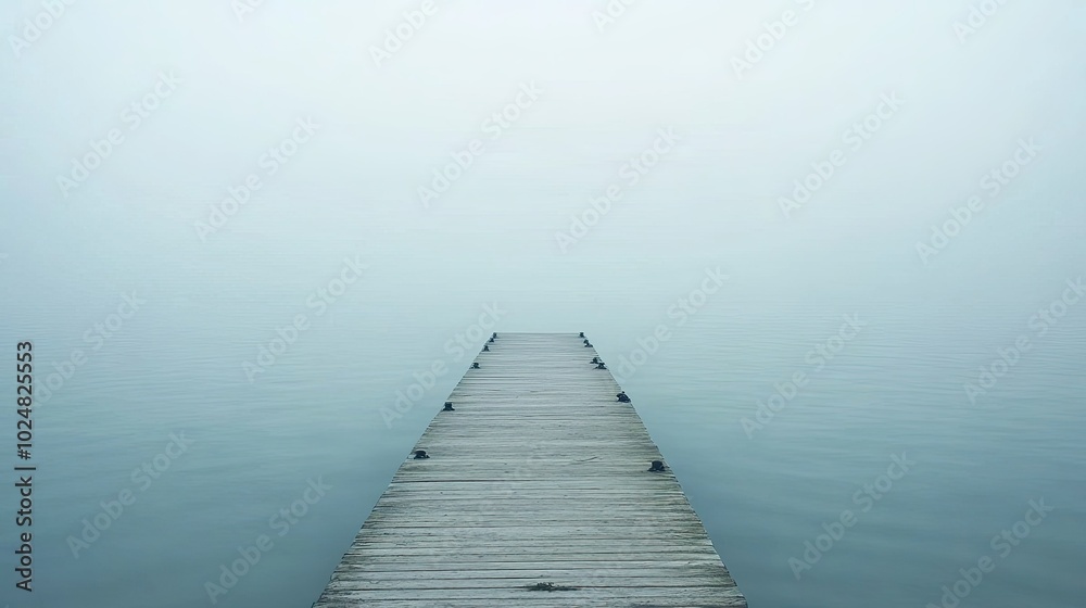Empty fishing pier extending over the water, with space for copy in the sky Empty fishing pier extending over the water, with space for copy in the sky