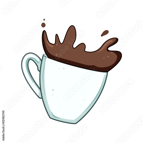 drip coffee cup splash cartoon. brew foam, ceramic stain, saucer hot drip coffee cup splash sign. isolated symbol vector illustration