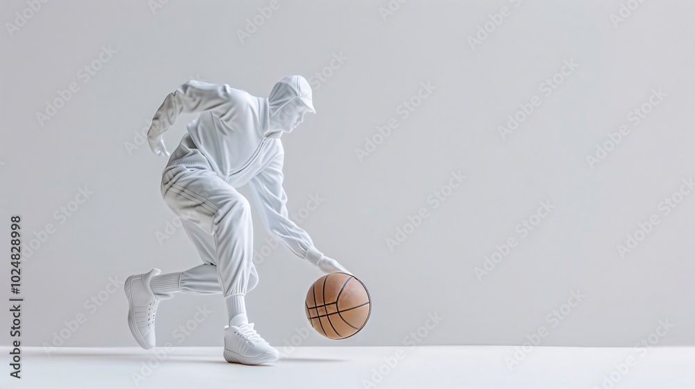 Fototapeta premium White Minimalist Basketball Player Sculpture