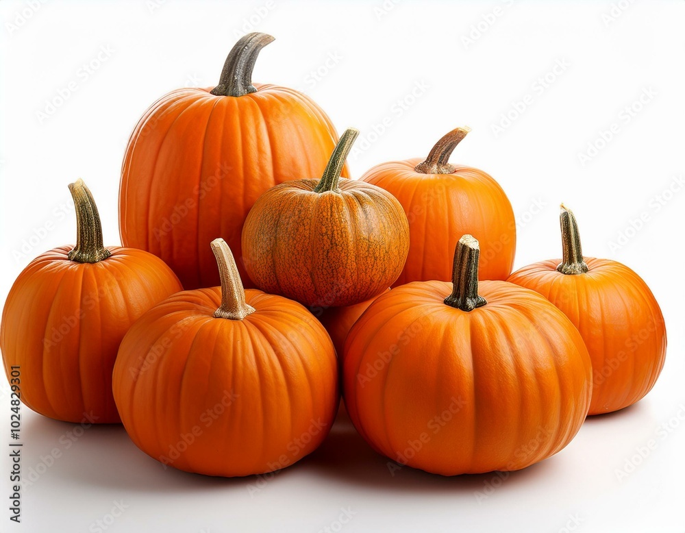 many pumpkins isolated on white many pumpkins isolated on white
