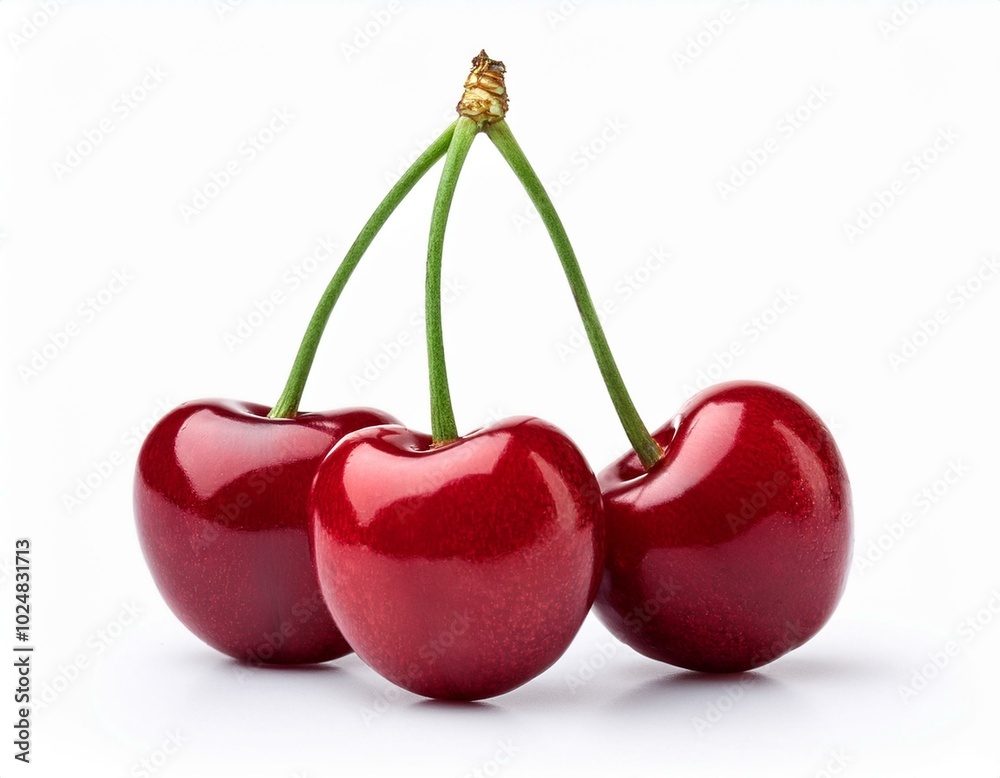 three cherries isolated on white background three cherries isolated on white background