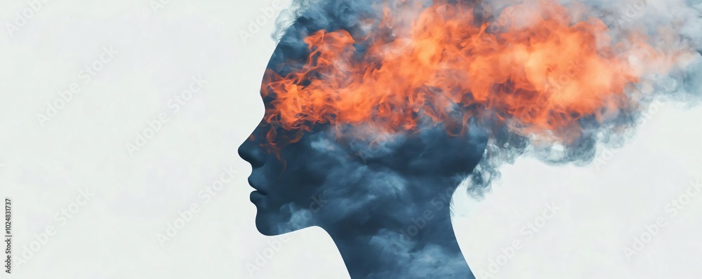 A surreal silhouette featuring mystical smoke and flame colors, representing creativity and deep thoughts in an artistic manner. A surreal silhouette featuring mystical smoke and flame colors, representing creativity and deep thoughts in an artistic manner.