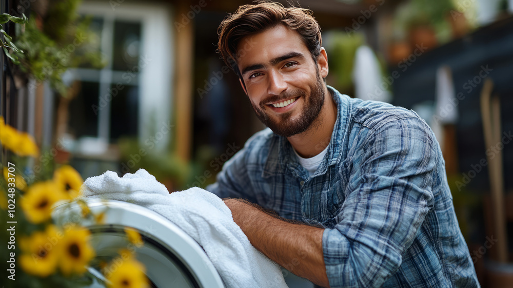 Fototapeta premium man doing house duties
